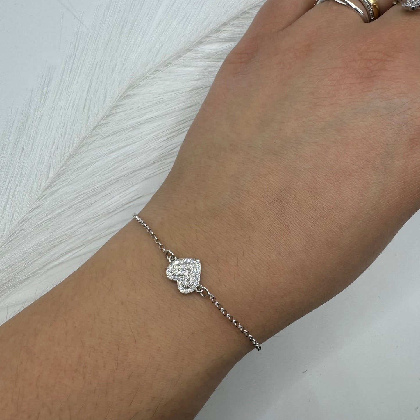 Bracciale cuore argento con zirconi