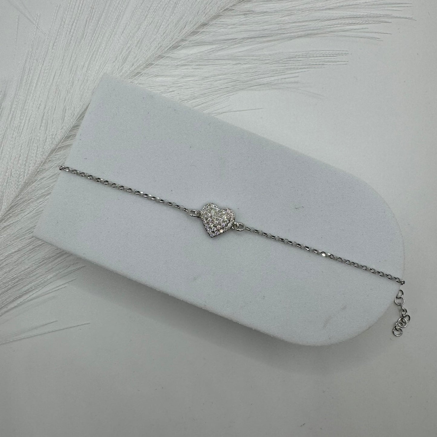 Bracciale cuore argento con zirconi