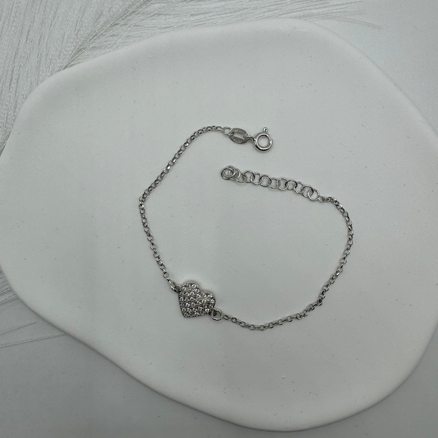 Bracciale cuore argento con zirconi