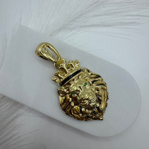 Pendente leone bombè zirconi e oro