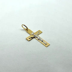 Pendente croce bicolor oro