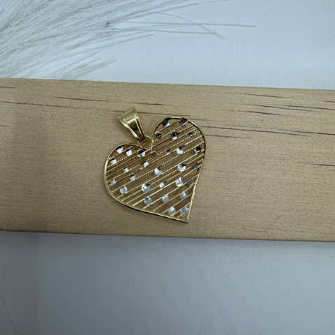 Pendente cuore traforato bicolor oro