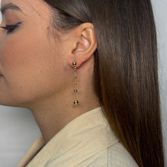 Orecchini pendente sfere bicolor oro