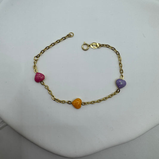 Bracciale 3 cuori bimbi oro
