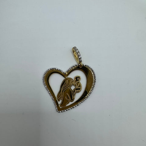 Pendente cuore mamma oro e zirconi