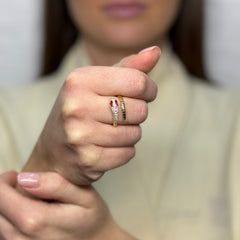Anello serpente con zirconi oro