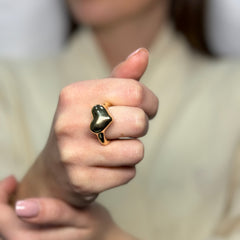 Anello cuore bombè oro