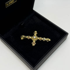 Pendente croce sfere milleluci multicolor zirconi e oro