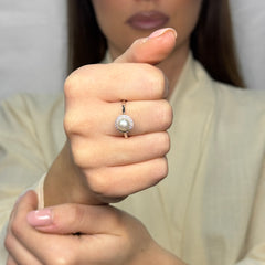 Anello perla con zirconi argento 925