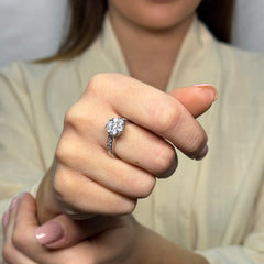 Anello solitario fiore con zirconi argento 925