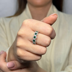 Anello Veretta fiori con zirconi argento 925