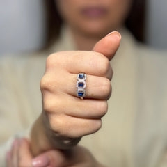 Anello trilogy baguette con zirconi Argento