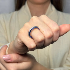 Anello doppia Veretta con zirconi argento 925