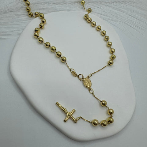 Collana rosario sfere liscie oro