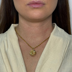 Collana fune iride con nodo multicolor oro