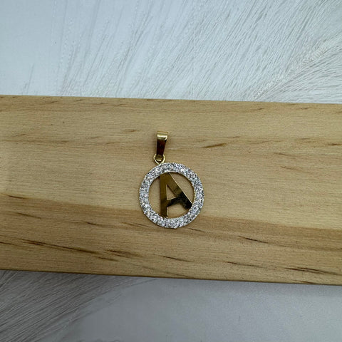 Pendente lettera con zirconi oro