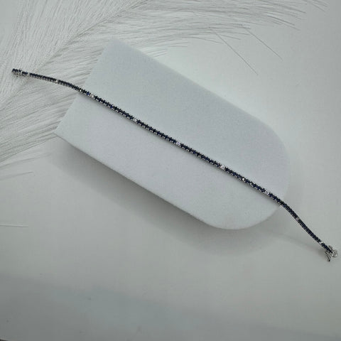 Bracciale tennis zaffiri blu e diamanti oro