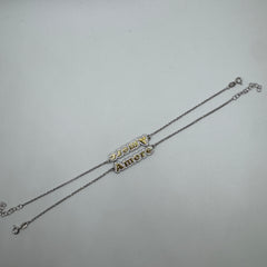 Coppia Bracciale scritta amore con zirconi Argento 925