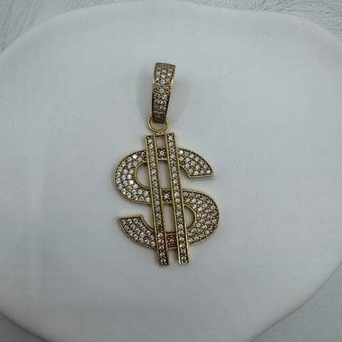 Pendente dollaro con zirconi oro