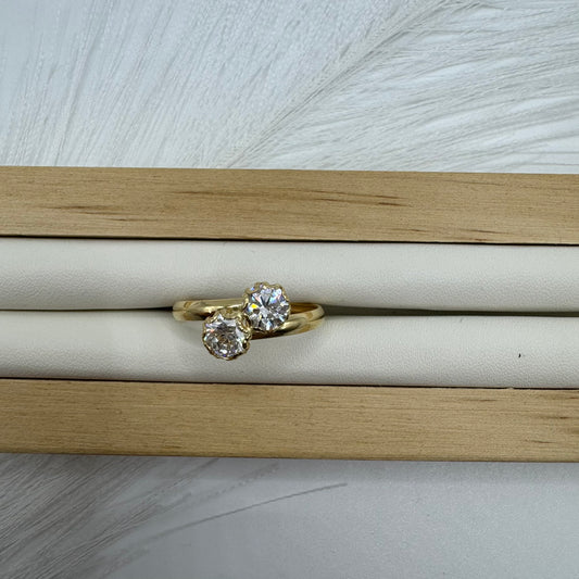 Anello doppio solitario oro