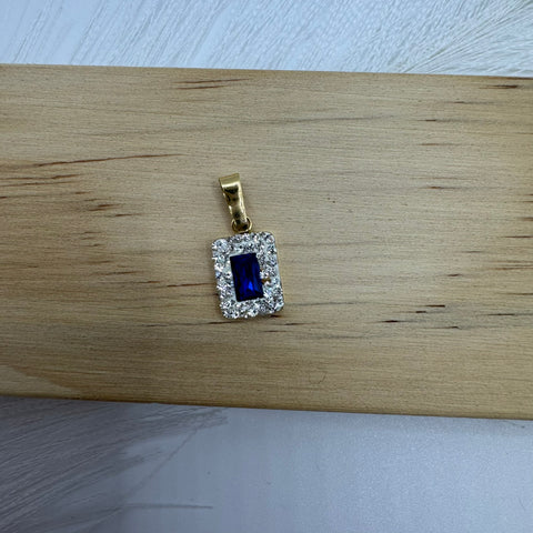 Pendente rettangolo oro e zirconi