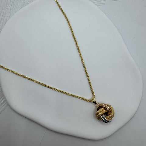 Collana fune con nodo multicolor oro