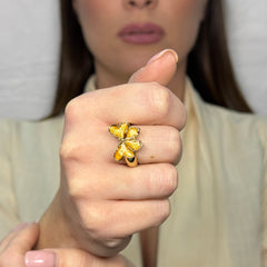 Anello farfalla bombè oro