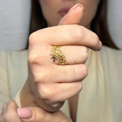 Anello foglie oro