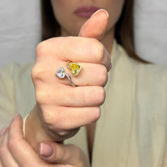 Anello abbraccio cuori con zirconi argento 925