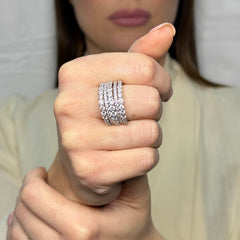 Anello fascia verette con zirconi argento 925