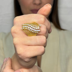 Anello fascia onda con zirconi argento 925