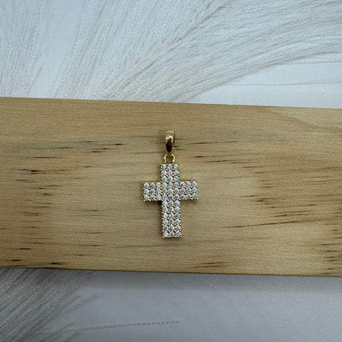 Pendente croce zirconata oro