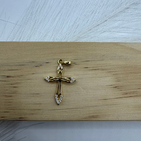 Pendente croce con zirconi oro