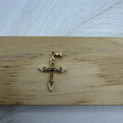 Pendente croce con zirconi oro