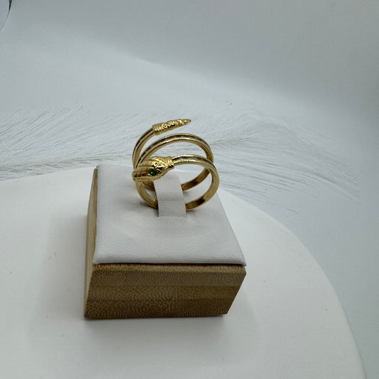 Anello serpente oro e zirconi