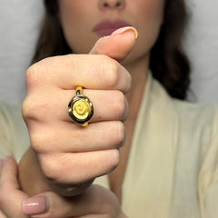 Anello rosa bombè oro