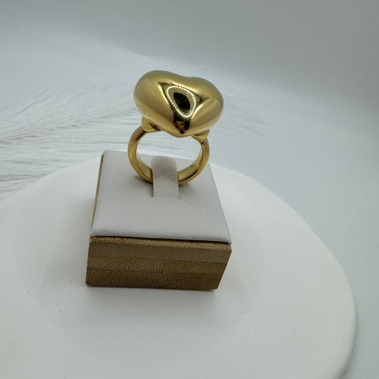 Anello cuore bombè oro