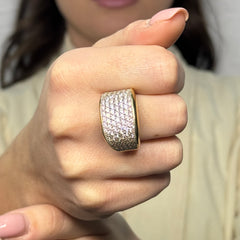 Anello fascione zirconato oro