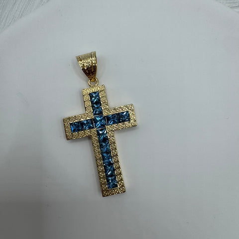Pendente croce con zirconi e oro