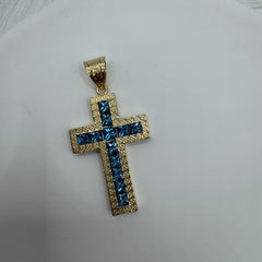 Pendente croce con zirconi e oro