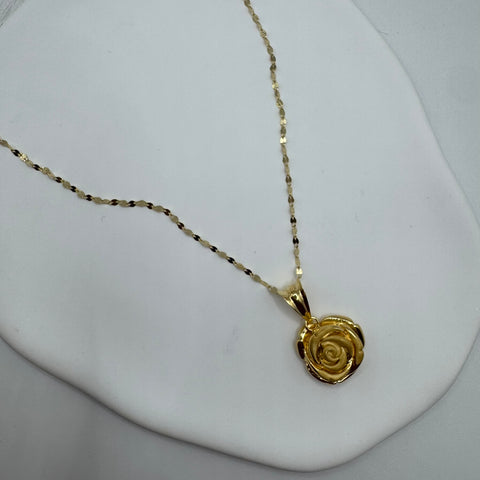 Collana specchiatina con rosa bombè oro