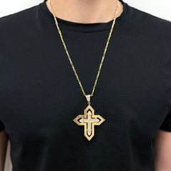 Collana rudy con croce oro e zirconi
