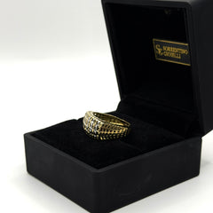 Anello fascia rettangolare bicolore oro