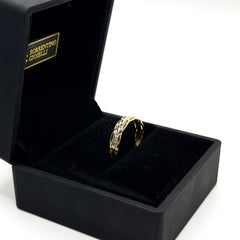 Anello filamenti bicolore oro