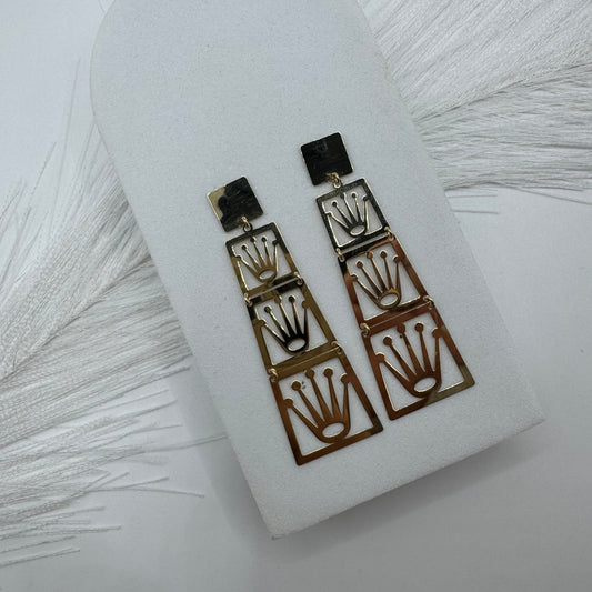 Orecchini corona pendente oro