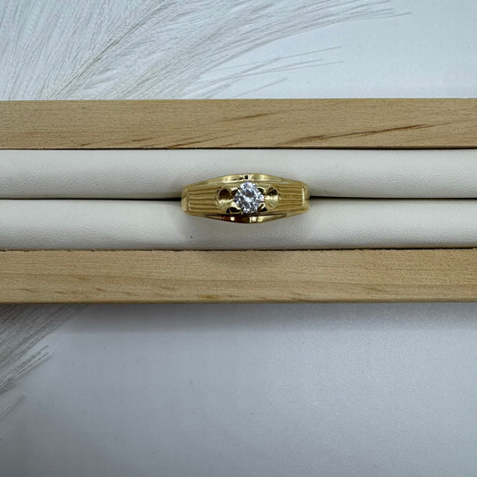 Anello Uomo scudo solitario con zirconi