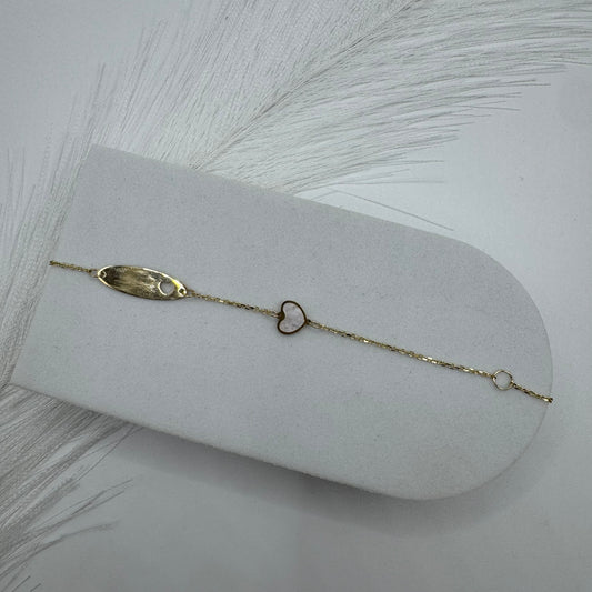 Bracciale piastra cuore bimbi oro