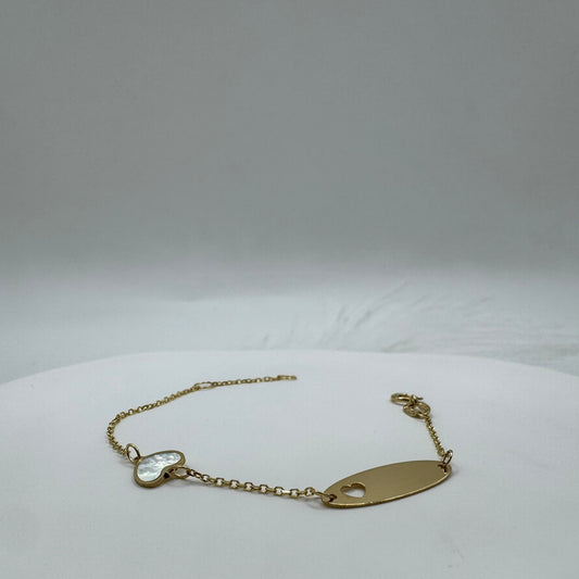 Bracciale piastra cuore bimbi oro