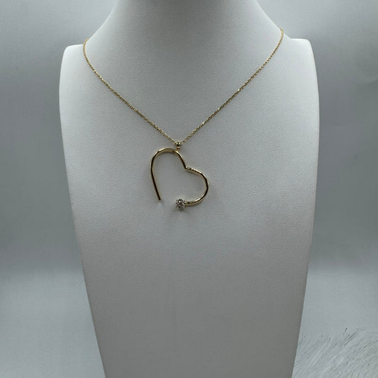 Collana rollò con cuore zirconi e oro