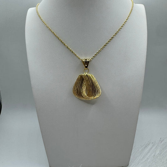 Collana fune con nodo filamenti oro
